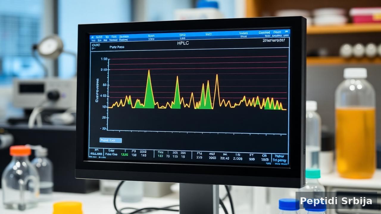 COA sertifikat i HPLC hromatogram pored vijale istraživačkog peptida — Retatrutide prodaja u Srbiji COA sertifikat i HPLC hromatogram pored vijale istraživačkog peptida — Retatrutide prodaja u Srbiji